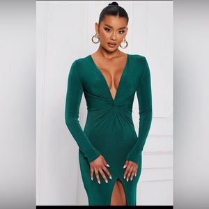 fashion nova green long sleeve dress